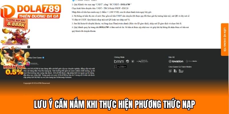 Lưu ý cần nắm khi thực hiện phương thức nạp
