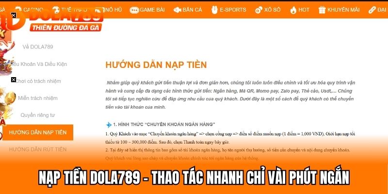 Nạp tiền Dola789